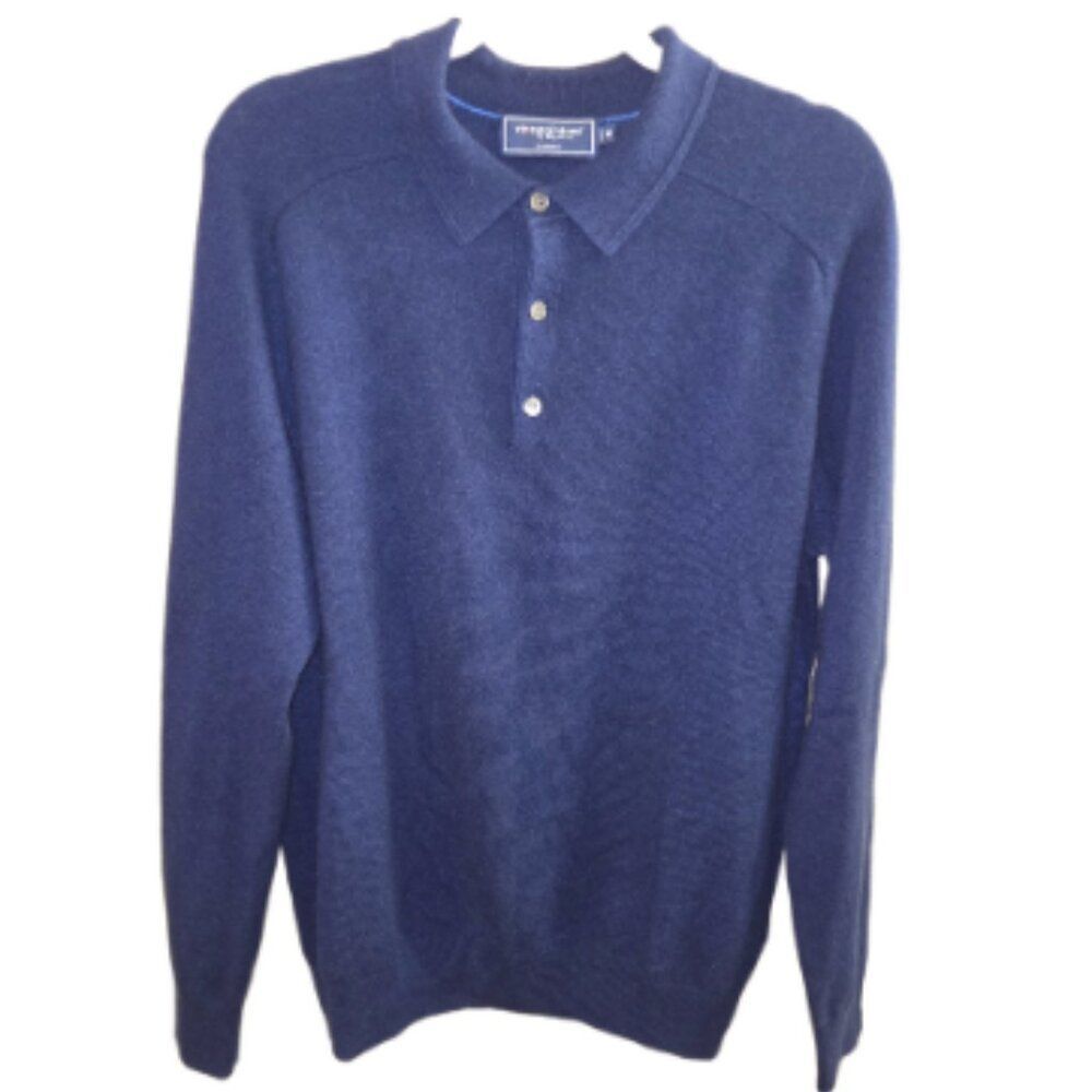 SOLD - Vineyard Vines 100% Cashmere Navy Henley Mens Sweater Medium